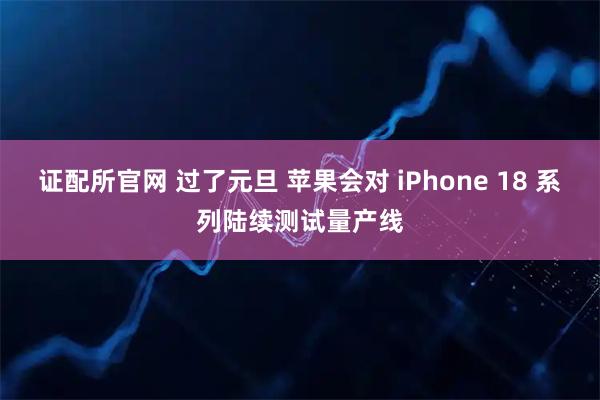 证配所官网 过了元旦 苹果会对 iPhone 18 系列陆续测试量产线